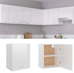 vidaXL Ντουλάπι Κρεμαστό Γυαλιστερό Λευκό 50x31x60 εκ. Μοριοσανίδα