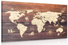 Εικόνα χάρτη σε ξύλο - 120x80