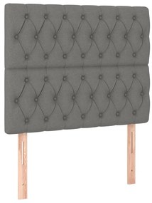 vidaXL Κρεβάτι Boxspring με Στρώμα &amp; LED Σκ.Γκρι 90x190 εκ. Υφασμάτινο