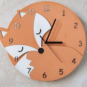 Intra απο ξύλο plywood 3mm-4mm πάχος – ξύλο Sleeping Fox Ξύλινο ρολόι τοίχου διπλής στρώσης για παιδικό δωμάτιο 35x40 cm INTRAVECTRY-MY561081