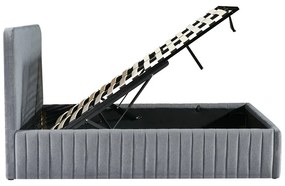 Κρεβάτι διπλό Zilin pakoworld ύφασμα ανθρακί-beige 160x200εκ