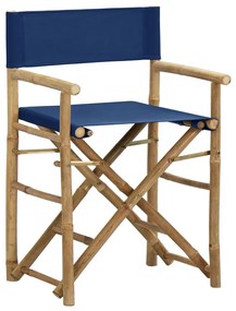 vidaXL Καρέκλες Σκηνοθέτη Πτυσσόμενες 2 τεμ. Μπλε από Μπαμπού / Ύφασμα
