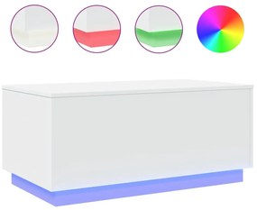 vidaXL Τραπεζάκι Σαλονιού με LED Λευκό 90 x 50 x 40 εκ.