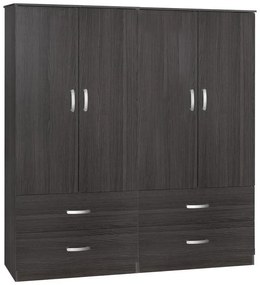 Ντουλάπα ρούχων τετράφυλλη Zelia C με 4 συρτάρια χρώμα wenge 158x42x180εκ 158x42x180 εκ.