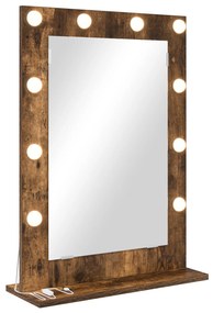 vidaXL Καθρέφτης Vanity Καπνιστό ξύλο Ξύλο, Γυαλί 70 x 50 x 18 εκ