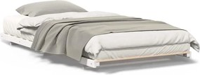 vidaXL Κρεβάτι δαπέδου Λευκό 75 x 190 cm Μασίφ ξύλο πεύκου