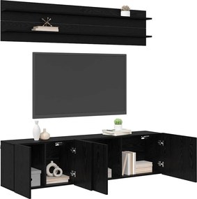 vidaXL Μονάδες TV Επιτοίχιο 6 pcs Μαύρη δρυς Επεξεργασμένο ξύλο