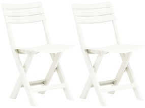 Καρέκλες Κήπου Πτυσσόμενες 2 τεμ. Λευκές Πλαστικές - Λευκό