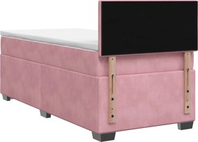 vidaXL Κρεβάτι Box Spring με Στρώμα και LED Ροζ 80 x 200 cm Βελούδο