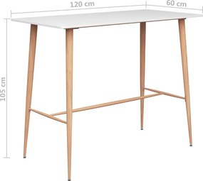 vidaXL Τραπέζι Μπαρ Λευκό 120 x 60 x 105 εκ.