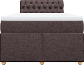 vidaXL Κρεβάτι Boxspring με Στρώμα Σκούρο Καφέ 120x190 εκ Υφασμάτινο