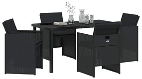 vidaXL Σέτ φαγητού για κήπο 5 pcs Μαύρο συνθετικό ρατάν