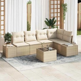 vidaXL Σετ Καναπέ 6 Τεμαχίων Κηπουρικής με Μαξιλάρια, Καφέ Πολυ Ράττον