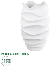 20730 GloboStar® Artificial Garden PORTOFINO 20730 Επιδαπέδιο Πολυεστερικό Τσιμεντένιο Κασπώ Γλάστρα - Flower Pot Λευκό Φ50 x Υ80cm