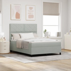 vidaXL Κρεβάτι με Στρώμα & LED Light Grey 140x190 cm Βελούδο