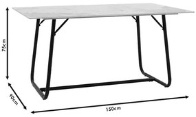 Τραπέζι Revello sintered stone μαύρο μαρμάρου-μαύρο 150x90x75εκ 180x90x75 εκ.