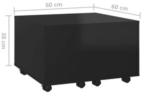 Τραπεζάκι Σαλονιού Γυαλιστερό Μαύρο 60x60x38 εκ. Επεξ. Ξύλο - Μαύρο