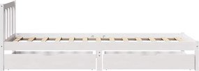 vidaXL Σκελετός Κρεβατιού Χωρίς Στρώμα Λευκό 100x200 εκ. Μασίφ Πεύκο