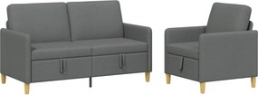 vidaXL Σαλονάκι Σετ Με Αποθηκευτικό Χώρο 2 pcs Σκούρο Γκρι Πολυεστέρας