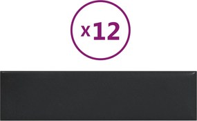 vidaXL Κεφαλάρι Τοίχου 12 pcs 60 x 15 cm Μαύρο ύφασμα