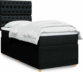 vidaXL Κρεβάτι Boxspring με Στρώμα Μαύρο 100 x 200 εκ. Υφασμάτινο