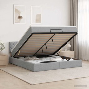 vidaXL Κρεβάτι Ottoman με στρώμα Ανοιχτό γκρι 140 x 190 cm Ύφασμα