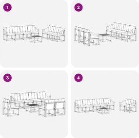 vidaXL Σειρά Καναπέ Εξωτερικού με μαξιλάρι 8 pcs Λευκό και Μπεζ
