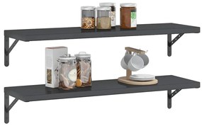 vidaXL Ράφια Τοίχου 2 τεμ. Μαύρο 100x30 εκ. Ανοξείδωτο Ατσάλι