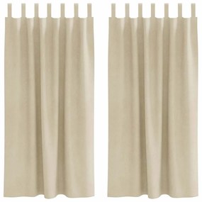 vidaXL Κουρτίνες με κουρτίνες 2 pcs Κρεμ 140 x 175 cm Βελούδο