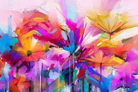 Εικόνα από αφηρημένα πολύχρωμα λουλούδια - 60x40