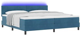 VidaXL LED Κρεβάτι με βάθρο Σκούρο Μπλε 200 x 200 cm Βελούδο