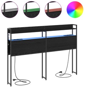 vidaXL Κεφαλάρι Αποθήκης με ράφι Μαύρη δρυς 160 cm Επεξεργασμένο ξύλο
