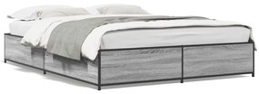 vidaXL Πλαίσιο Κρεβατιού Γκρι Sonoma 150x200 εκ. Επεξ. Ξύλο &amp; Μέταλλο