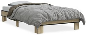 vidaXL Πλαίσιο Κρεβατιού Sonoma Δρυς 90x200 εκ. Επεξ. Ξύλο & Μέταλλο