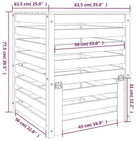 Κομποστοποιητής Γκρι 63,5x63,5x77,5 εκ. από Μασίφ Ξύλο Πεύκου - Γκρι