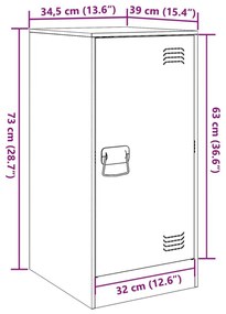 Μπουφές Λευκός 34,5x39x73 εκ. από Ατσάλι - Λευκό