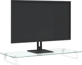 vidaXL Βάση Οθόνης Λευκή 80 x 35 x 8 εκ. από Ψημένο Γυαλί και Μέταλλο