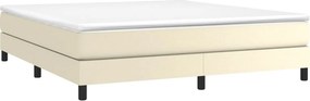 vidaXL Κρεβάτι Boxspring με Στρώμα Κρεμ 160x200εκ. από Συνθετικό Δέρμα
