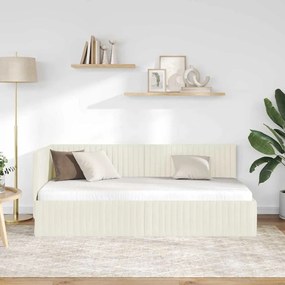vidaXL Κρεβάτι Γωνίας με κεφαλάρι Κρεμ 90 x 190 cm Βελούδο