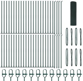 vidaXL Φράχτης Welded Wire  με 13 Στυλούς Φλάντζας Πράσινος 0.5x100 μ Μέταλλο