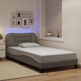 vidaXL Σκελετός Κρεβατιού με LED Χωρίς Στρώμα Taupe 100 x 200 εκ.