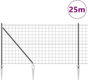 vidaXL Τεντώτο με στήριγμα Γκρι 1 x 25 m Ατσάλι
