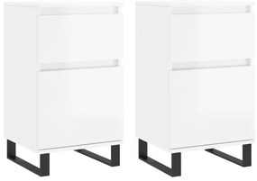 vidaXL Ντουλάπια 2 τεμ. Γυαλιστ. Λευκό 40x35x70 εκ. από Επεξεργ. Ξύλο