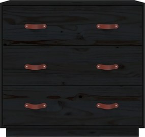 vidaXL Ντουλάπι Μαύρος 80x40x75 εκ. από Μασίφ Ξύλο Πεύκου