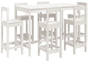 vidaXL Σετ Επίπλων Μπαρ Κήπου 7 Τεμαχίων Λευκό από Μασίφ Ξύλο Πεύκου