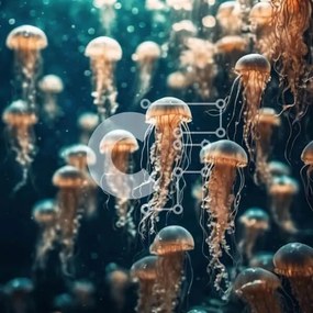 Intra Συλλεκτικό Ξύλινο Παζλ Plywood 4mm - Μαγευτική μέδουσα που κολυμπά σε υδάτινο περιβάλλον Σε Ξύλινο Κουτί - Διαστάσεις: 10x10 cm – 25 κομμάτια