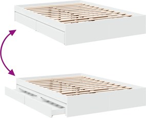 vidaXL Πλαίσιο Κρεβατιού με Συρτάρια Χωρίς Στρώμα Λευκό 135x190 εκ.