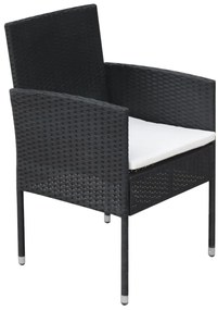 vidaXL Σετ Τραπεζαρίας Εξ. Χώρου 9 τεμ. Μαύρο Συνθ. Ρατάν με Μαξιλάρια