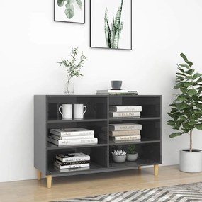 VidaXL Ραφιέρα Γυαλιστερή Γκρι 103,5 x 35 x 70 εκ. από Επεξ. Ξύλο