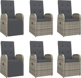 vidaXL Σετ Τραπεζαρίας Κήπου 7 τεμ. Γκρι Συνθ. Ρατάν με Μαξιλάρια